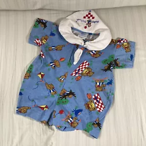 RARE Vintage Baby BGosh Shorts Romper 3-6 Months Picnic Bears One Piece Q1 - Picture 1 of 12