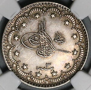 1911 NGC MS 61 Salonika Mint Visit Turkey 5 Kurush 1327//3 3K Coins (21110702C)