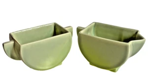 Vintage Green Abstract Shaped Unique Cream And Sugar set. Rare - Picture 1 of 10
