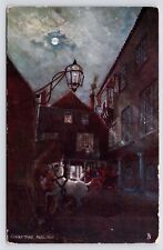 c1910~Bull Inn~Courtyard~Dickens Land~Night~Tucks Oilette~Antique Art Postcard