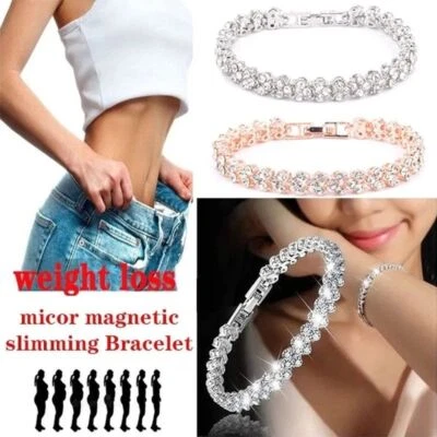 Brazalete de salud de cristal para mujer brazalete de terapia magnética pulseras para pérdida de peso 1 pieza Foto 1 de 4