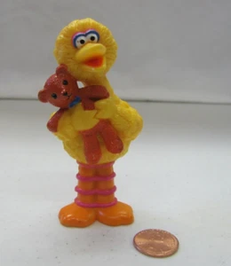 Vtg Sesame Street BIG BIRD TEDDY BEAR PVC Figure Cake Topper Toy 3.5" Henson '97 - Picture 1 of 3