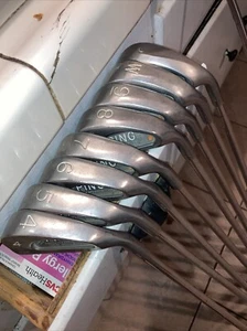 vintage Ping Karsten Orange Dot Iron Set 4,5,6,7,8,9,W,S 5-wood 4 Wood Toe Heel - Picture 1 of 15