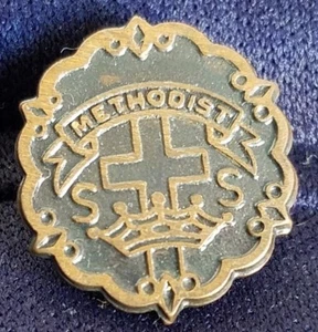 METHODIST S S PIN BACK LAPEL PIN. RARE BRONZE ROBBINS CO. ATTLEBORO MA.   - Picture 1 of 6