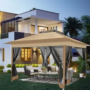 COBIZI Gazebo 12x12 Pop Up Canopy with Mosquito Netting with 2-Tiered Vented Top - Picture 1 of 43
