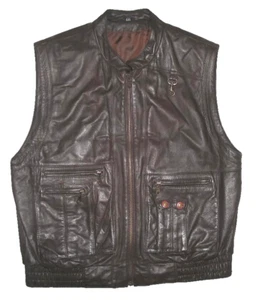 Herren- Outdoor- LEDERWESTE / ärmellose Lederjacke in dunkel- braun Gr. 50 - Picture 1 of 2