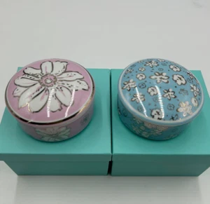 Tiffany & Co. Bonbonniere Set of 2 w/Box Trinket Box Accessory Case Porcelain - Picture 1 of 7