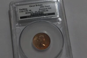 ๐งญ ๐ฌ๐ง UK GB FARTHING 1953 PROOF CGS UNC90 B67 CP6 - Picture 1 of 7