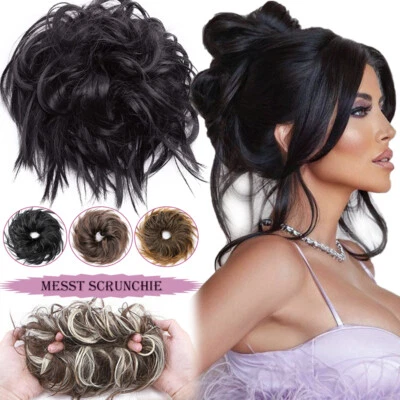 Grueso X-Grande Moño Desordenado Pieza de Cabello Crujiente Updo Extensiones Envoltura Real como Humano Foto 1 de 4