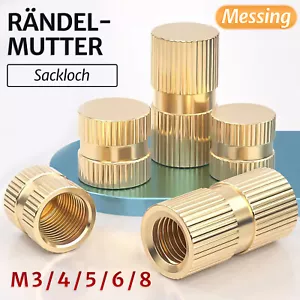 Rändelmutter Gewindeeinsatz Einpressmutter M3 M4 M5 M6 M8 Sackloch Messing - Bild 1 von 55