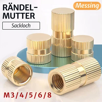 Rändelmutter Gewindeeinsatz Einpressmutter M3 M4 M5 M6 M8 Sackloch Messing - Bild 1 von 4