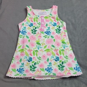 SweetHoney Girls Sleeveless Floral Dress 6Y Pink Blue Green With Lace Hem 95% Po - Picture 1 of 7