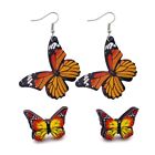 2 Pairs Exaggerated Color Leathers Butterfly Earrings Bohemian Earrings Female