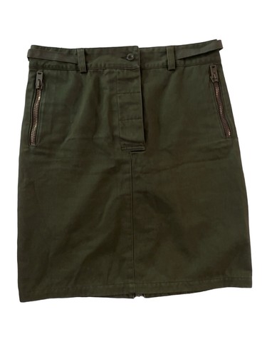 Gonna donna Miu Miu verde militare con cerniera e tasche 100% cotone taglia M