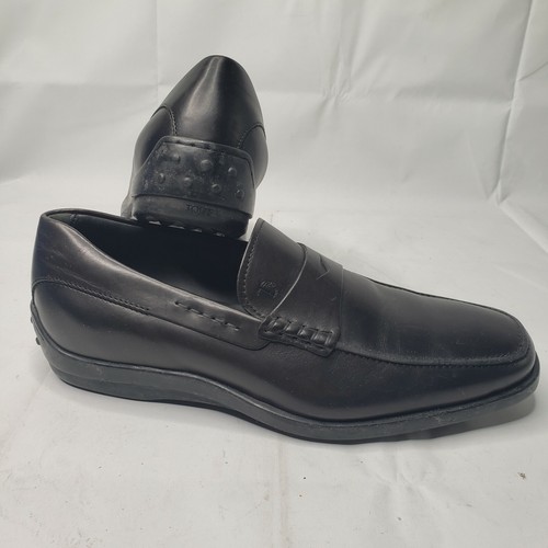 TOD’S Scarpe eleganti mocassino Tod's uomo nero pelle liscia slip on guida penny taglia 6
