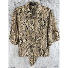 Sanctuary Blouse Womans Small Brown Snake Skin Animal Print 1/2 Sleeve Tunic Top