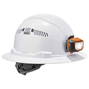 - 60156 Vented Hard Hat with Light, Full Brim Style, Ratchet Suspension, Clas... - Picture 1 of 9