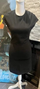 anthropologie Maeve Black Knee Length Back Zip Dress Shor Sleeve Size XXS - Picture 1 of 10