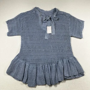 FREE PEOPLE Sistine Mini Dress Indigo Size Large ~NWT $198  - Picture 1 of 14