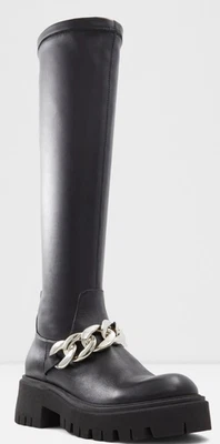 Botas altas hasta la rodilla ALdo Histride para mujer negras de imitación de cuero 8,5 B Foto 1 de 4