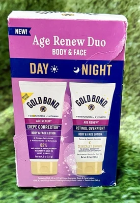 Gold Bond Age Renew Day & Night Duo Loção Conjunto para Corpo e Rosto, Crepe + Retinol - Imagem 1 de 2