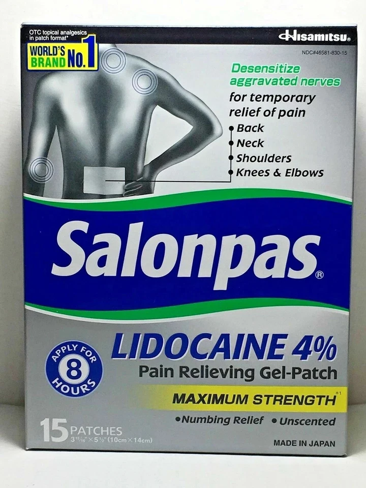 PARCHE GEL ANALGÉSICO SALONPAS 4%, 15 PARCHES GEL Foto 1 de 3