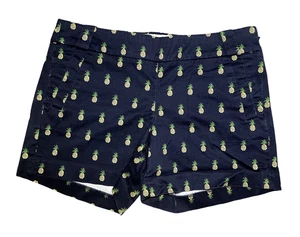 J Crew pantaloncino donna 10 blu navy stampa ananas elasticizzato estivo casual SU 14 - Foto 1 di 9