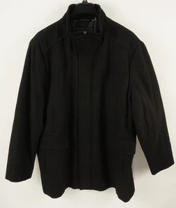 New Calvin Klein Flannel Wool Walker Coat Men's 2XL Black Quilt Lined Heavy - Picture 1 of 8