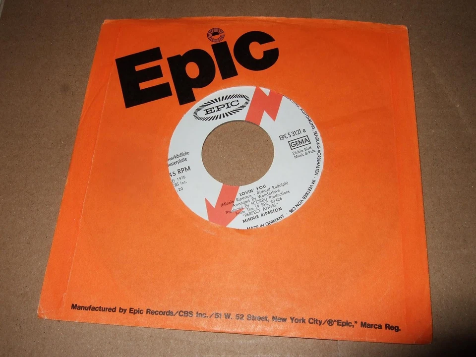 MINNIE RIPERTON : LOVIN YOU PROMO ONLY 7" 1975 EPIC 3121 GERMANY - Bild 1 von 2