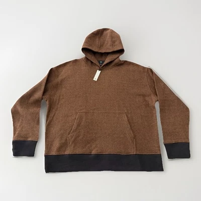 Мужской шерстяной пуловер с капюшоном Banana Republic в елочку новый с Ярлыками коричневый/XXL высокий - Изображение 1 из 4