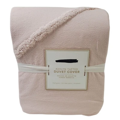 Pottery Barn Teen Ashlyn Tufted Geometric Duvet Cover Full Queen Blush Pink - Image 1 of 3