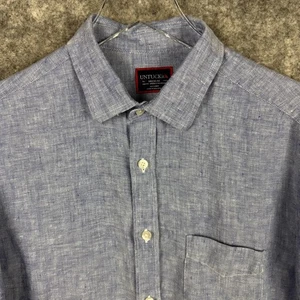 UNTUCKit Camicia Uomo Blu Medio 100% Lino Antirughe Vin Santo Slim Fit - Foto 1 di 11