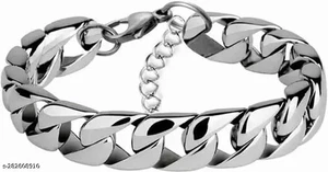 Pulsera de acero inoxidable de plata de ley | Pulsera de hombre | Pulsera de mano para hombre - Imagen 1 de 6