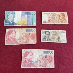 Belgien 5 Banknoten 20 - 500 Frank, Francs, Umlaufnoten - Bild 1 von 2