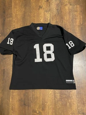 Camiseta De Colección Oakland Raiders Mediana Negra NFL Randy Moss #18 Cosida Reebok Foto 1 de 4