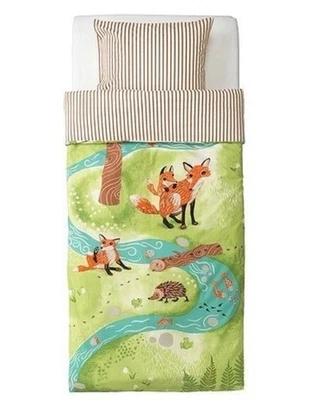 IKEA Vandring Rav TWIN Duvet Cover and Pillowcase SET Woodland Forest Fox Animal - Image 1 of 4