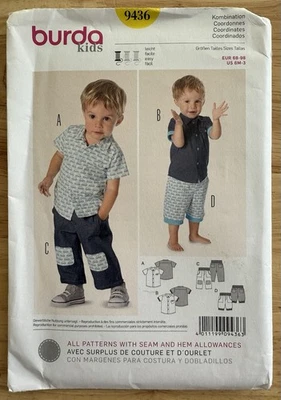 Burda Kids Pattern 9436 Childs Boys Semi-Fitted Top Pants Coordinates Size 6M-3 - Image 1 of 4