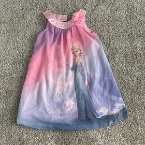 Disney Elsa Ombré Pink Blue Purple Tulle Halter Satin Collar Dress - Picture 1 of 5