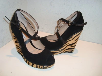 Sandalias de cuña Charles David nuevas sin caja para mujer negras de gamuza zapatos 9 medianas NUEVAS Foto 1 de 4