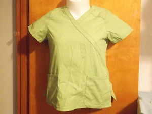 BRAND NEW LADY"S "SIMPLY BASIC" MOCK WRAP LIME SCRUB TOP...SIZE X-SMALL - Picture 1 of 3