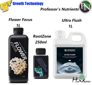 GT Flower Focus 1L & Rootzone 250ml or Professor's Nutrients Ultra Flush 1L Kit - Picture 1 of 4