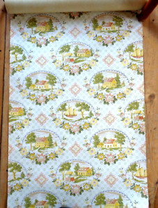 Vintage Wallpaper   Colonial House Design   Open Roll  U.S.A.