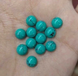 Lote de 10 mm cabujón de piedras preciosas sueltas de tela de araña en forma redonda turquesa creado en laboratorio - Imagen 1 de 3