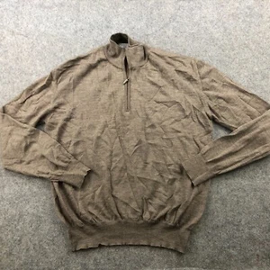 Toscano Firenze Sweater Mens Small Brown 1/4 Zip Pullover 100% Merino Wool Knit - Picture 1 of 9