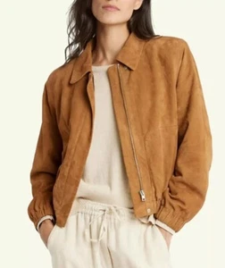 Brown Suede Bomber Leather Jacket Women Size XS S M L XL XXL Custom Made - 260 - Picture 1 of 11
