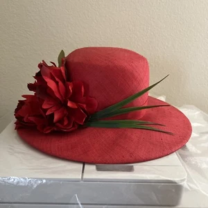 Vintage Floral Red Women Hat - Picture 1 of 9