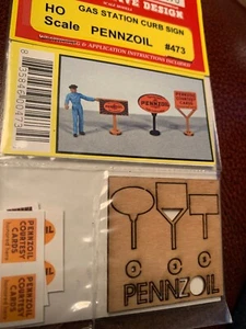 JL Innovative HO/HOn3 Vintage Gas Station Curb Signs Penzoil #473 - Picture 1 of 1