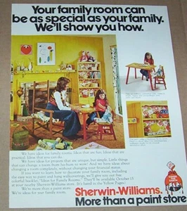1972 Printanzeige - Sherwin-Williams Farbe süßes kleines Mädchen Mutter Familie Zimmer SEITE - Bild 1 von 1