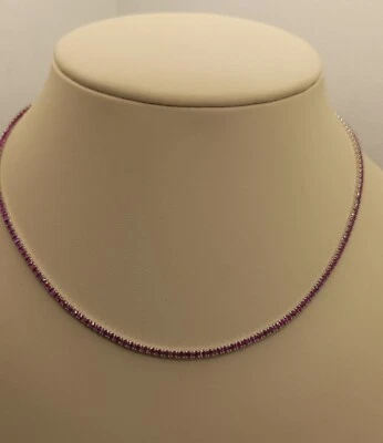 COLLANA TENNIS ARGENTO RODIATO DONNA MM 2 ZIRCONI ROSSO CM 40-45 EXPLOIT - Immagine 1 di 4