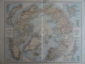 Victorian Map 1896 of THE NORTH POLAR REGIONS The Time Atlas 1st Gen - Picture 1 of 2